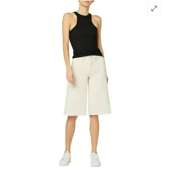 Hudson Womens Freya Low-Rise Size 24 Burmuda Skater Short Raw Hem Beige Raw Hem
